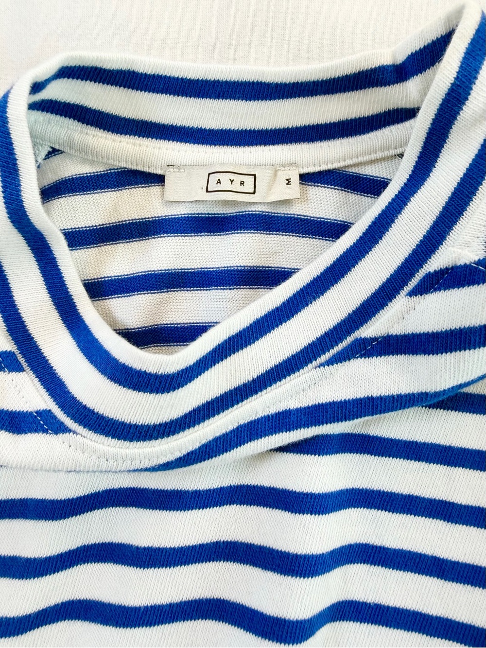 AYR Blue & White Striped Boxy Cotton Tee Raglan Short Sleeve Top - Picture 2 of 8